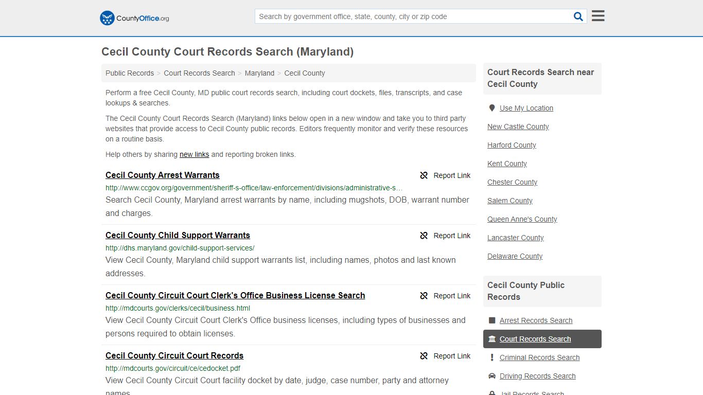 Court Records Search - Cecil County, MD (Adoptions ...